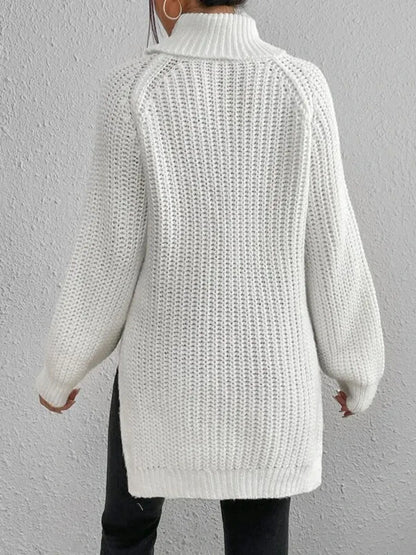 Stylish Turtleneck Slit Sweater