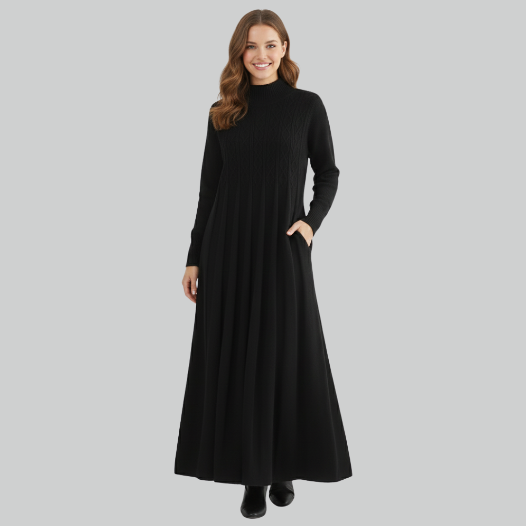 Sorella | Over-Knee Knitted Dress Coat with Tummy-Covering Skirt
