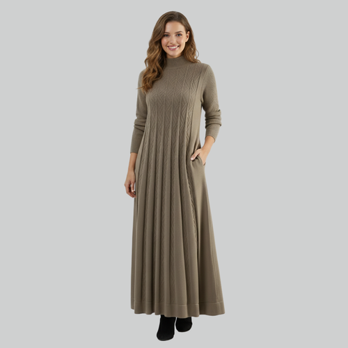 Sorella | Over-Knee Knitted Dress Coat with Tummy-Covering Skirt