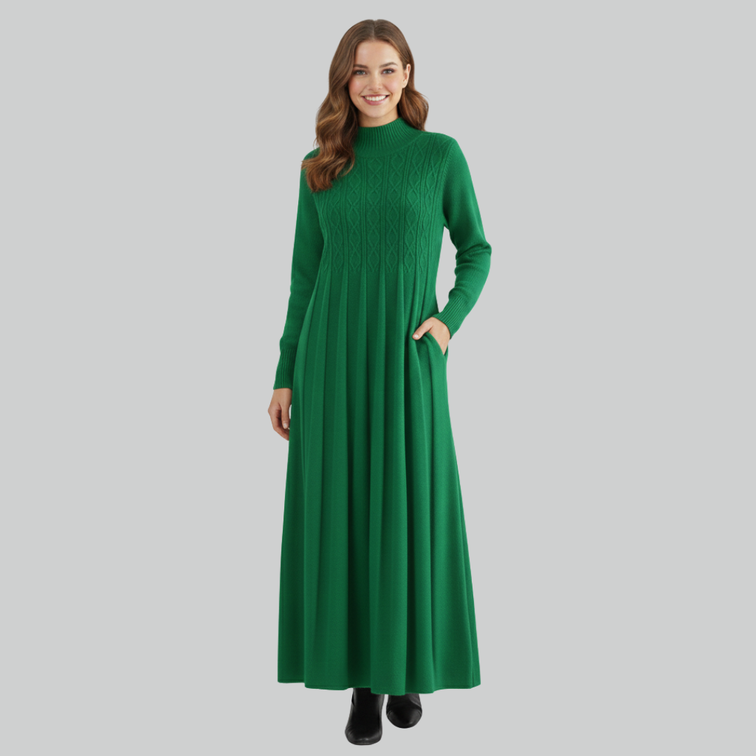 Sorella | Over-Knee Knitted Dress Coat with Tummy-Covering Skirt