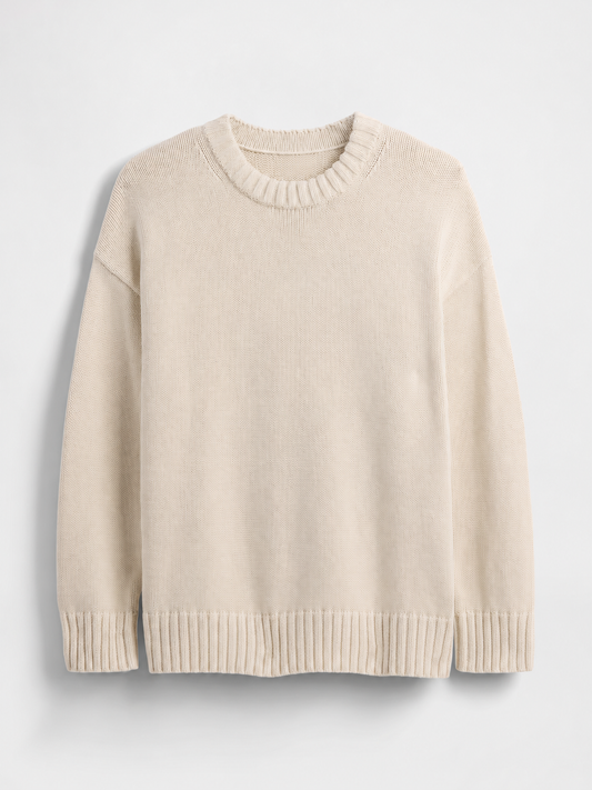 Women's 100% Cotton Oversized Crewneck Sweater – Relaxed Fit