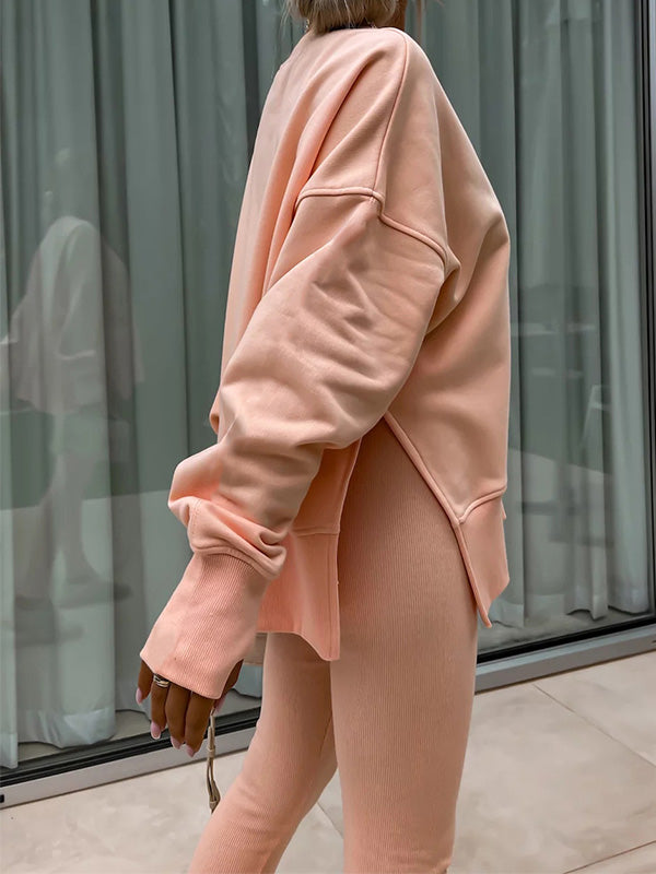 Fashion Casual Long Sleeve & Tight Pants Two-Piece Set