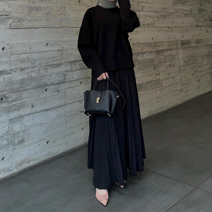 Stylish Elegant Sweater & Pleated Skirt Set