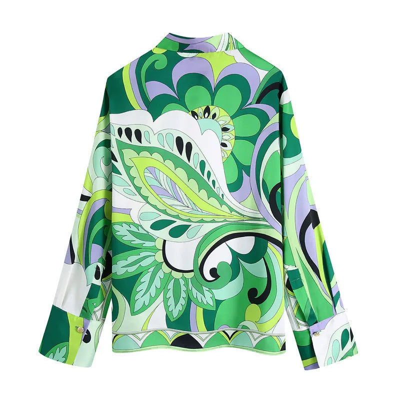 Fashion Print Lapel Shirt Suit