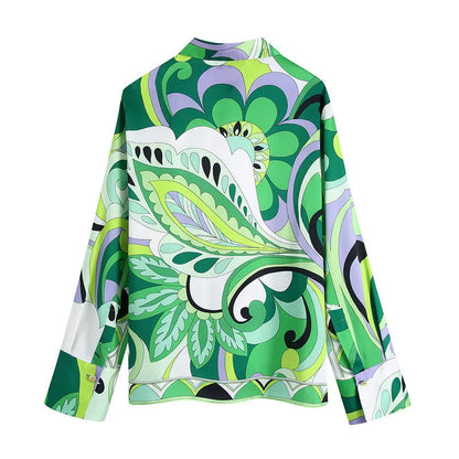 Fashion Print Lapel Shirt Suit