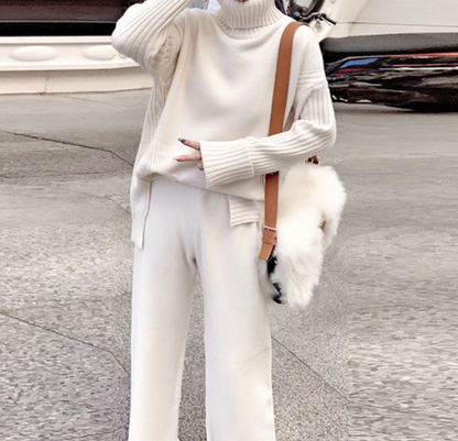 Turtleneck Size Split Sweater Suits