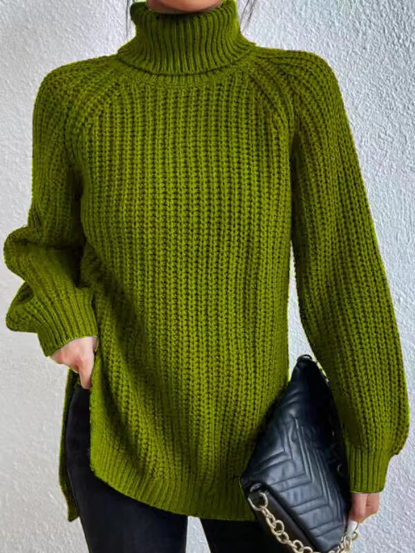 Stylish Turtleneck Slit Sweater