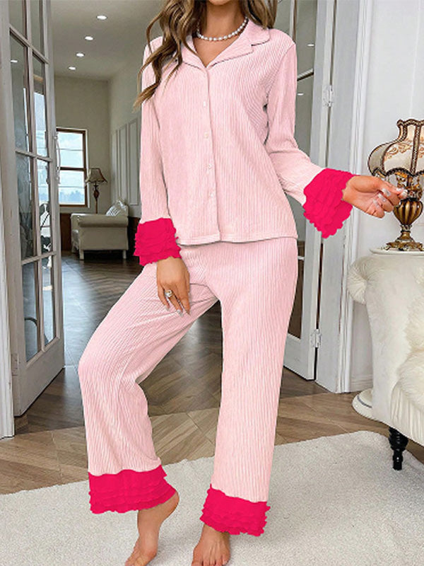 Sweet Lace Casual Sleepwear Two-Piece Set