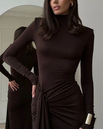 Elegant High-necked Split Dress