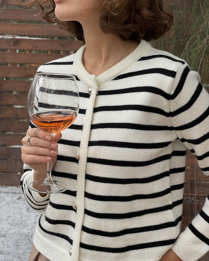 Fashion Casual Striped Crewneck Knit Sweater