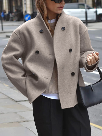 Brown French Style Oversized Button-Down Jacket