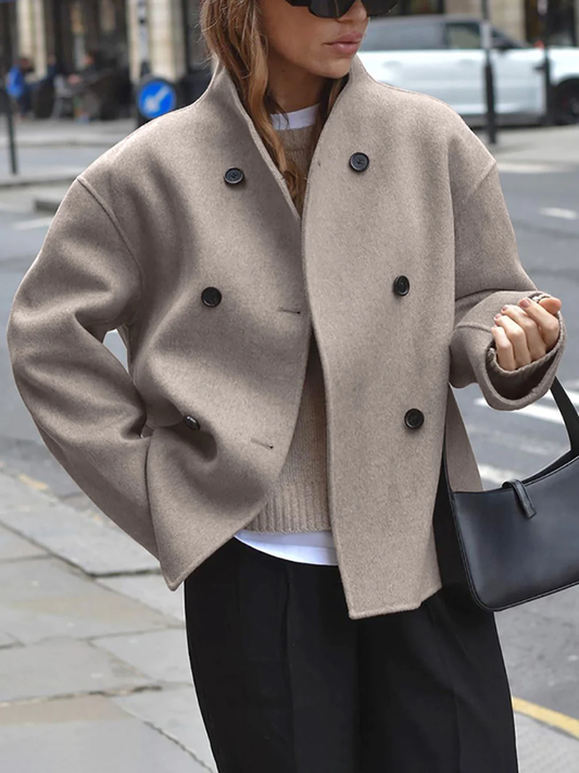 Brown French Style Oversized Button-Down Jacket
