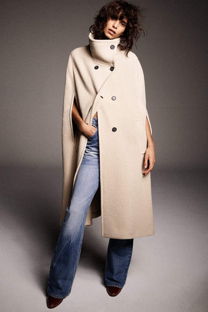 Casual Long Sleeve Solid Buttons Irregular Coat