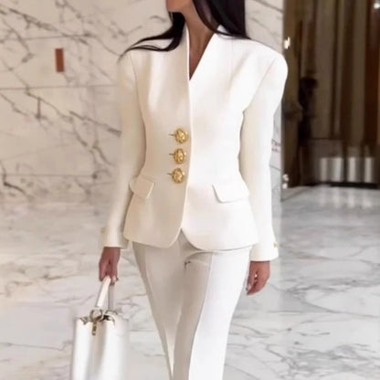 Fashion Stand Collar Casual Solid Color Two-Piece Set