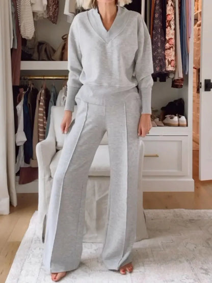 Women's V-neck comfortable two-piece set