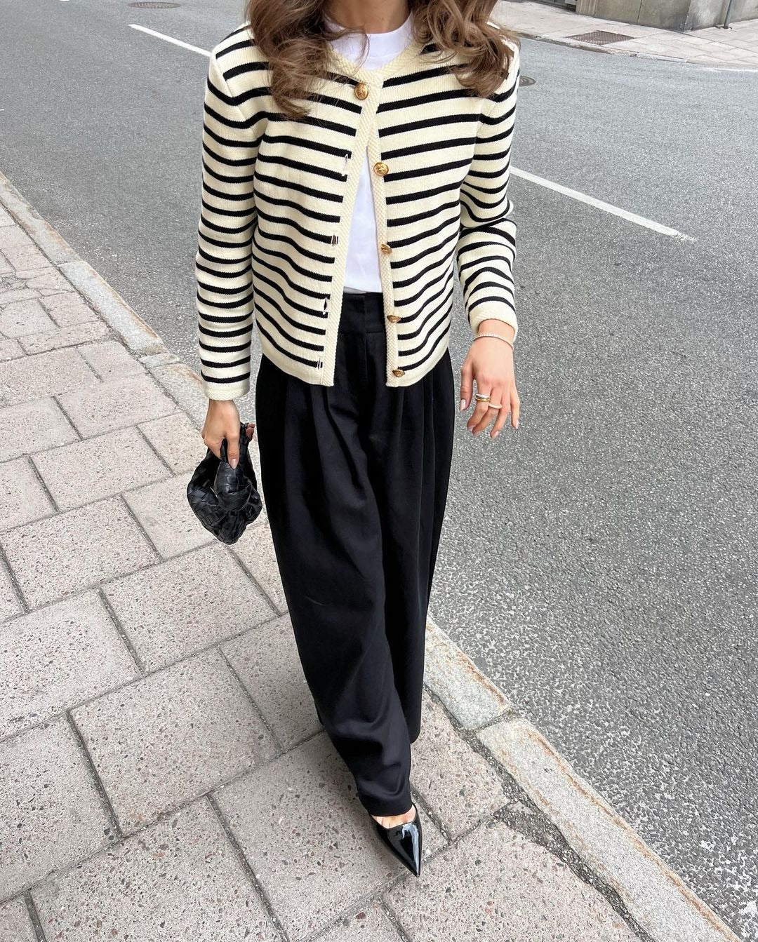 Fashion Casual Striped Crewneck Knit Sweater
