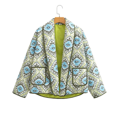 Border Printed Cotton-padded Jacket