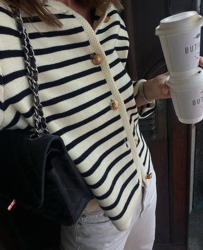 Fashion Casual Striped Crewneck Knit Sweater