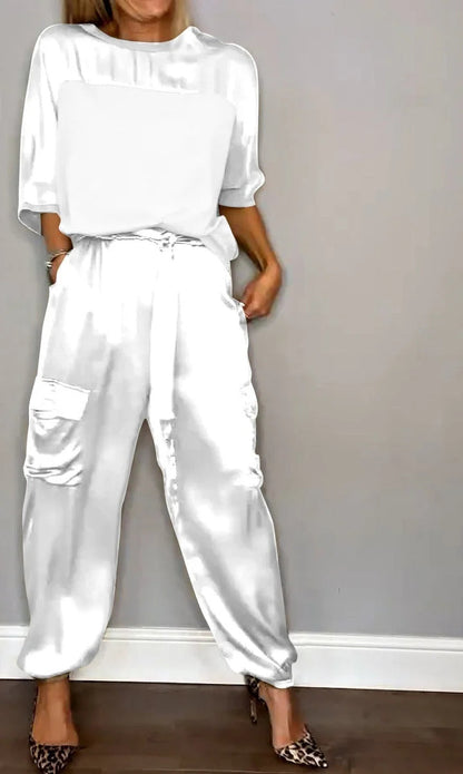 Fashionable Half-sleeved Top & Pants Two-piece Set