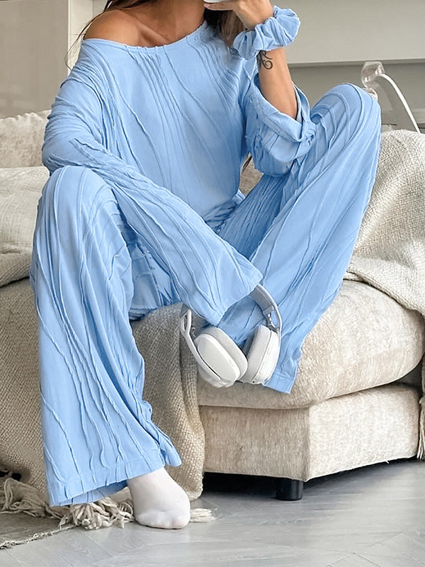 Fashion Loose Casual Striped Long Sleeve & Pants Two-Piece Set