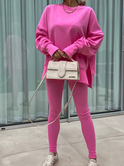 Fashion Casual Long Sleeve & Tight Pants Two-Piece Set