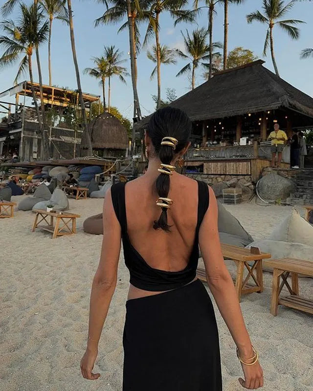 Casual Vacation Vest & Split Skirt Two-Piece Set