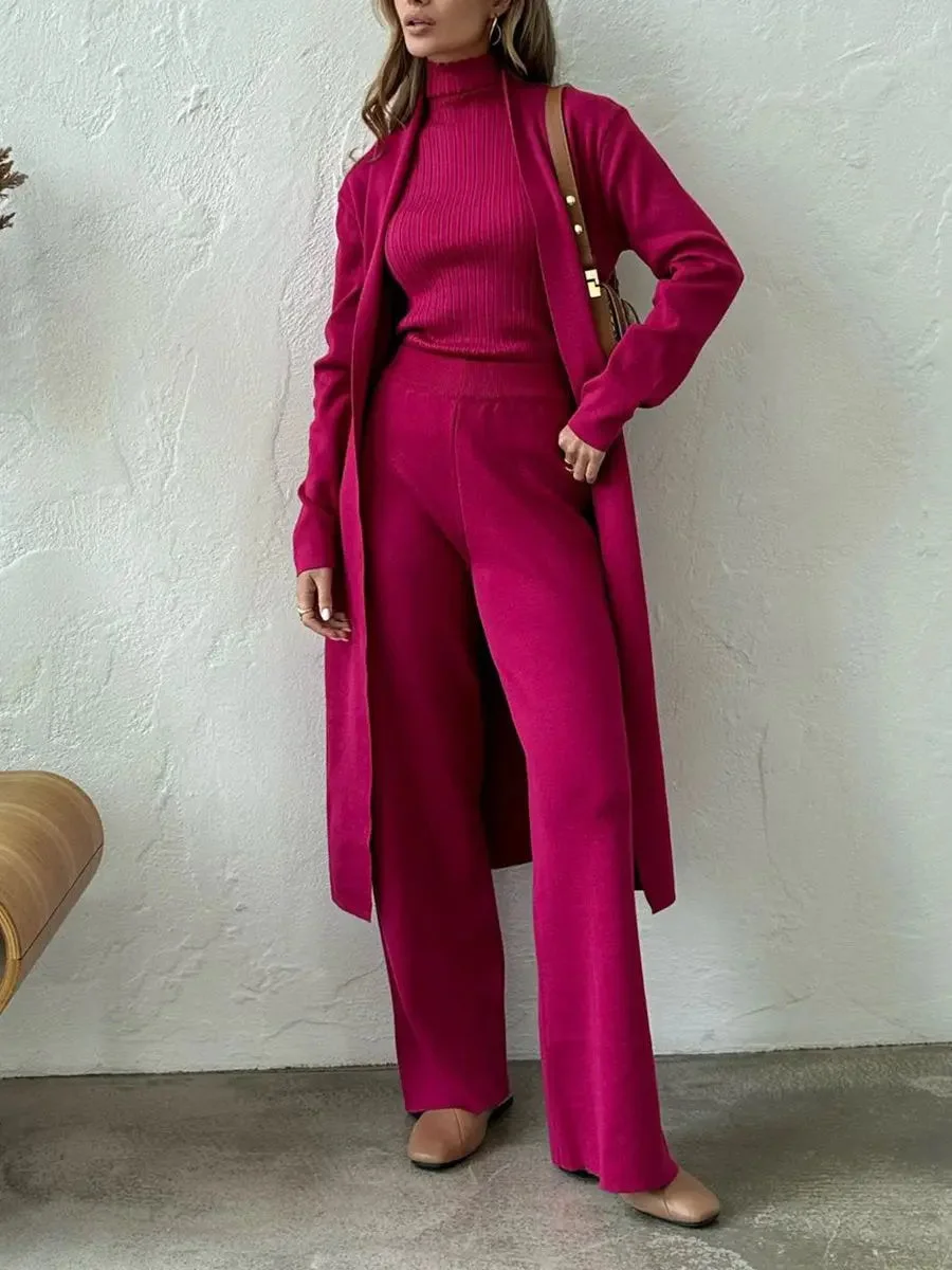 Minimalist Three-Piece Knitted Suit