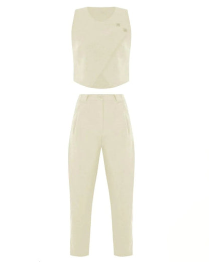 Solid Crewneck Top & Pants Two-Piece Set