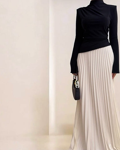 Elegant Tops & Pleated Skirt Two-Piece Set