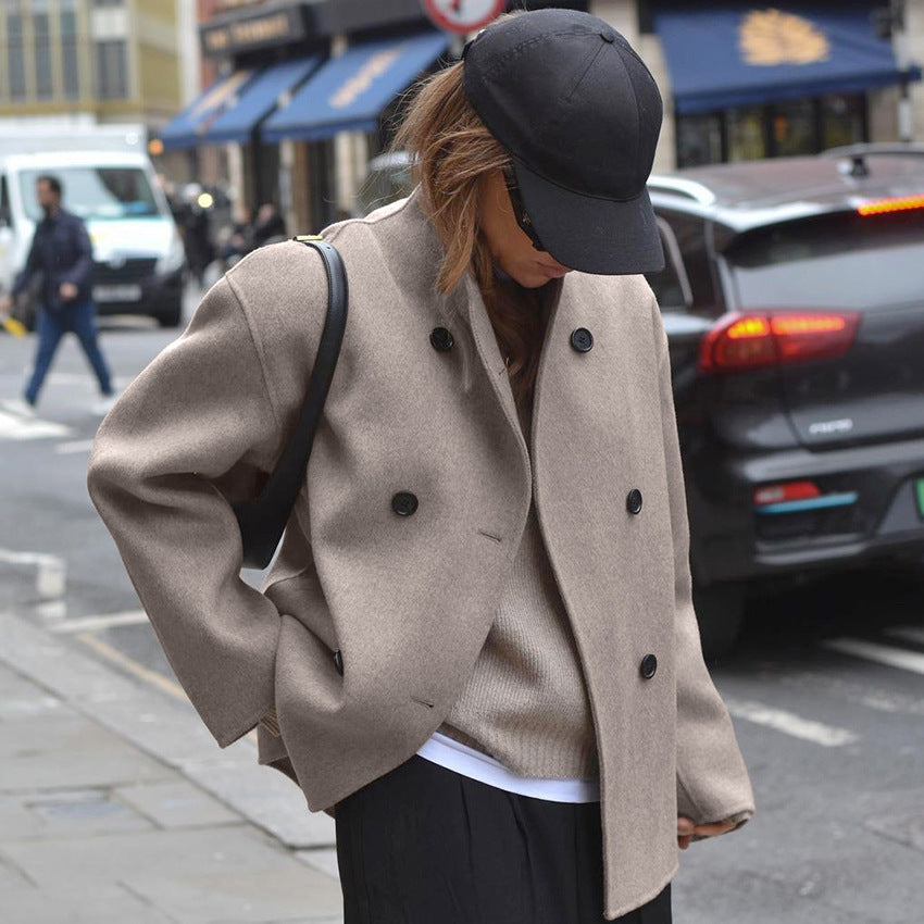 Brown French Style Oversized Button-Down Jacket