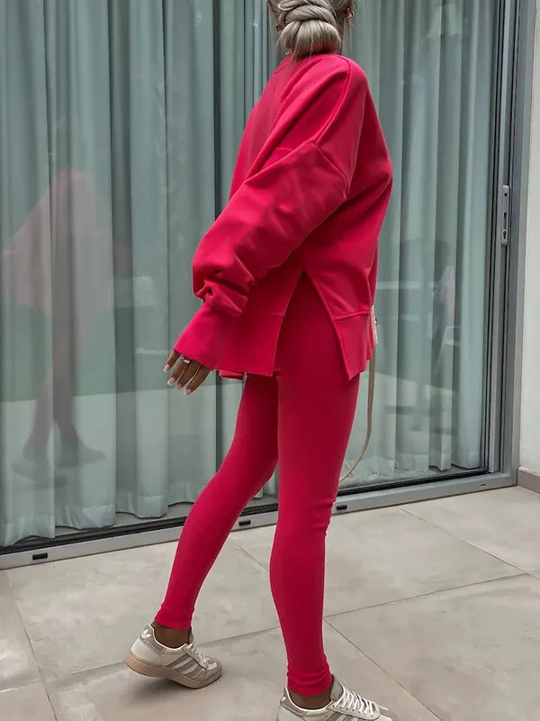 Fashion Casual Long Sleeve & Tight Pants Two-Piece Set