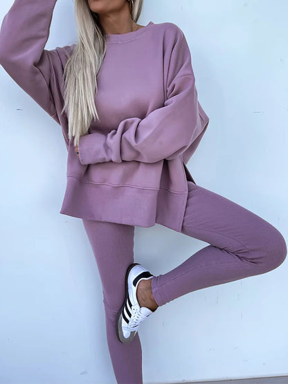 Fashion Casual Long Sleeve & Tight Pants Two-Piece Set