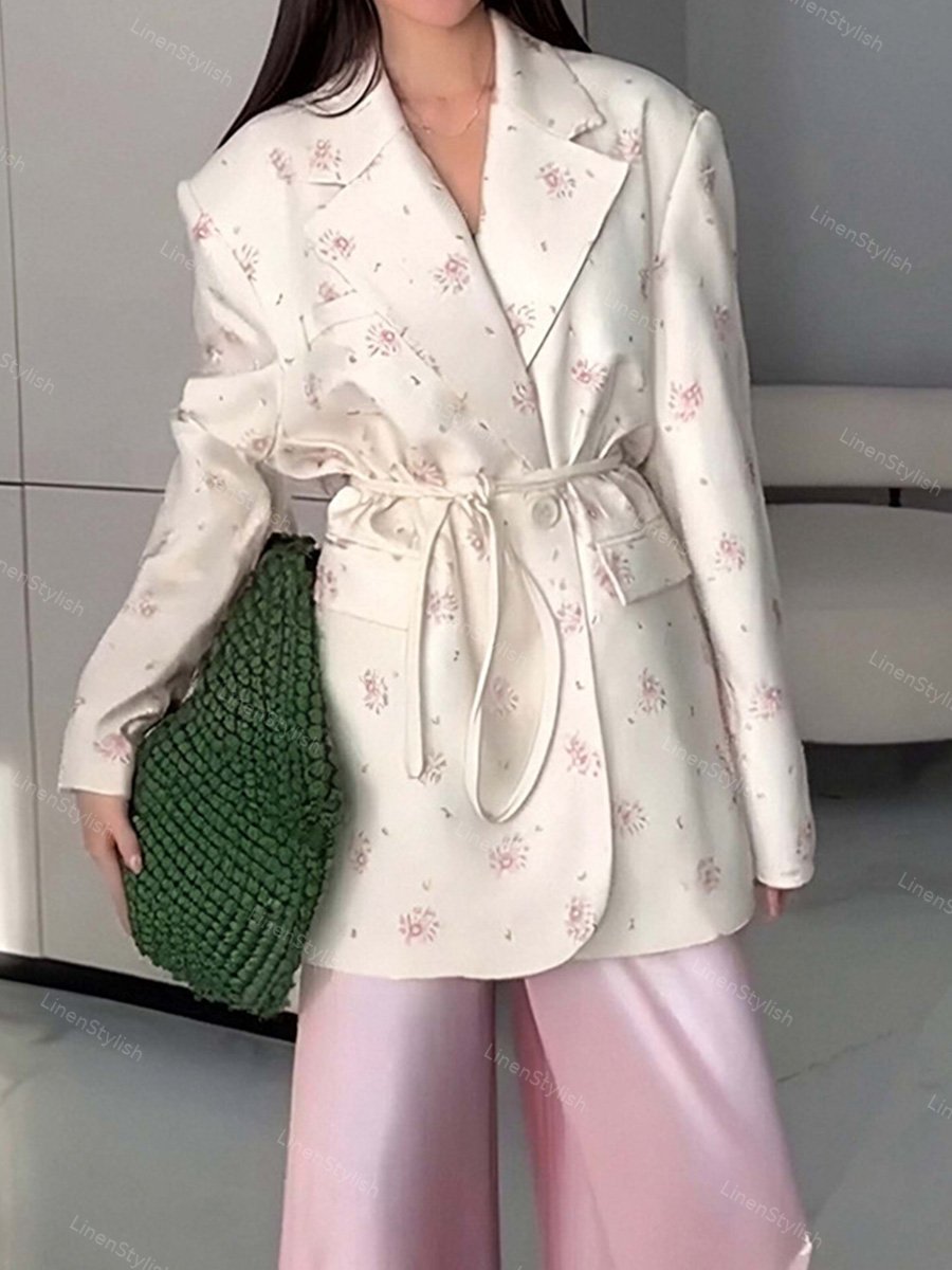 Lace-Up Loose Barge Neck Blazer