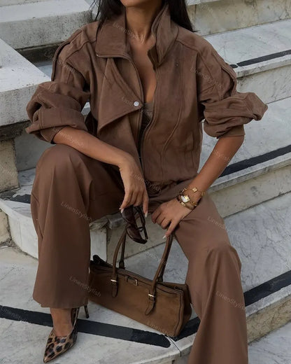 Fashion Jacket & Pants Two-piece Set