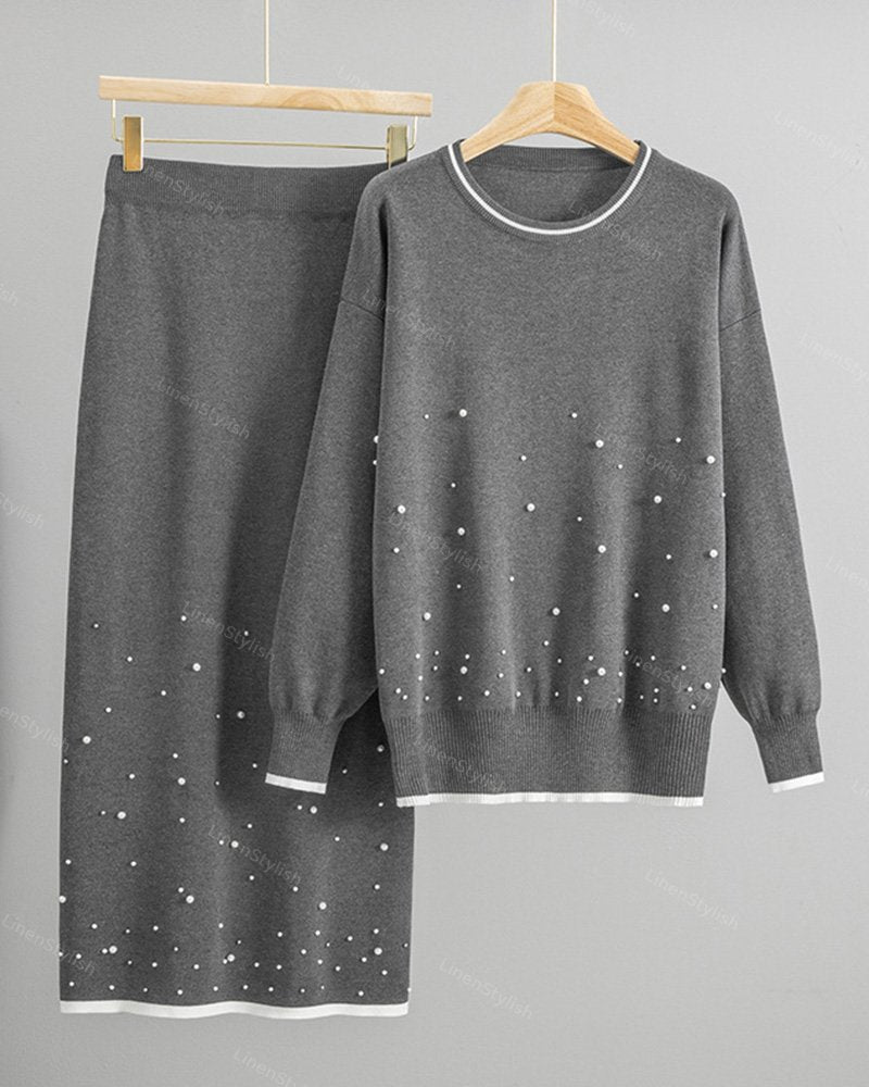 Beaded Ginestar Knitted Two-Piece Set