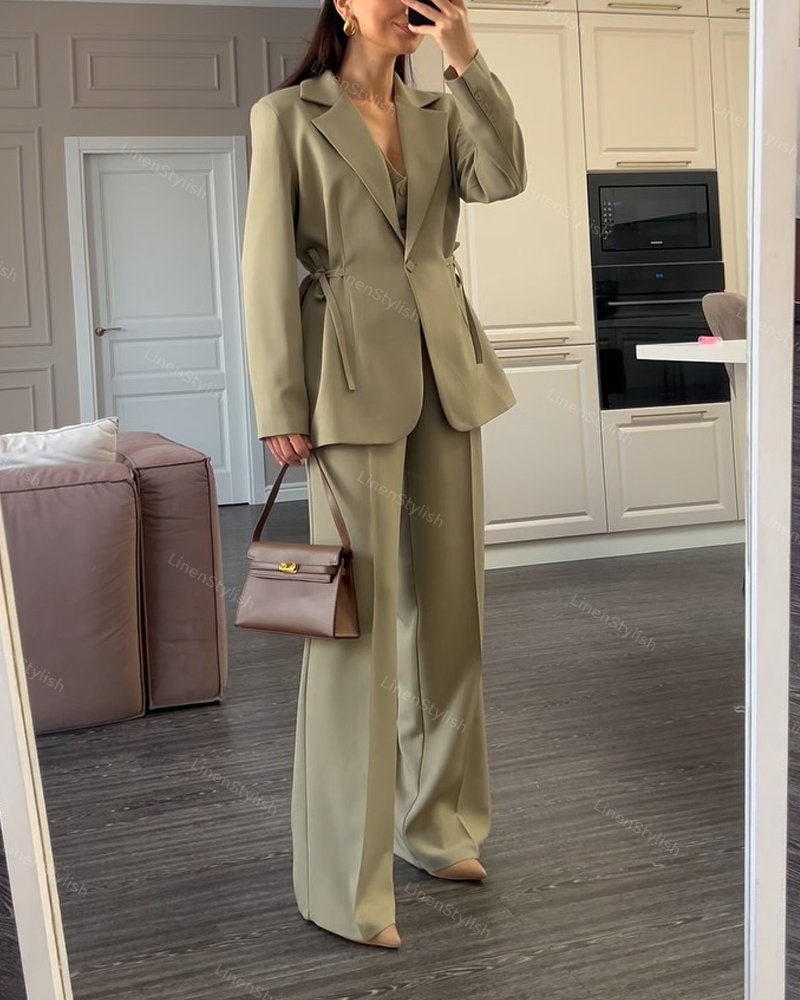 Fashionable Waist Jacket & Pants Two-piece Set