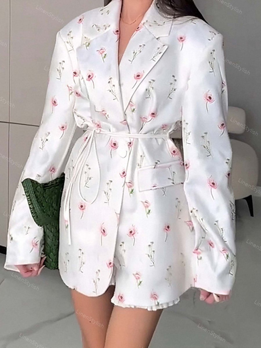 Lace-Up Loose Barge Neck Blazer