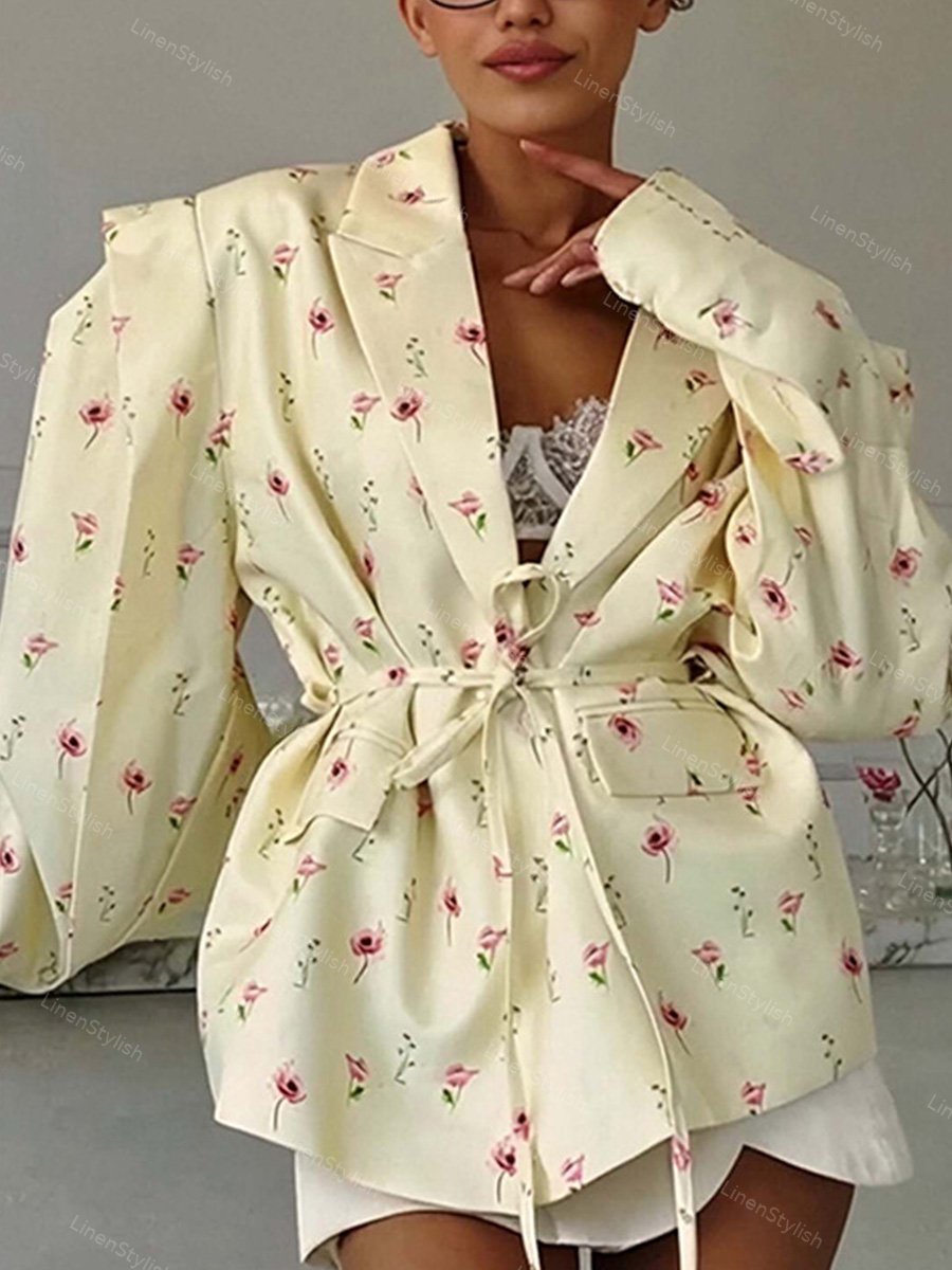 Lace-Up Loose Barge Neck Blazer
