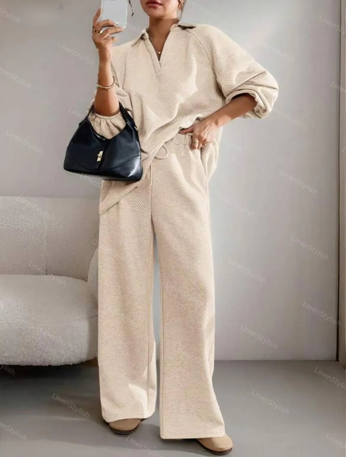Solid Color Casual Drawstring Sport Set