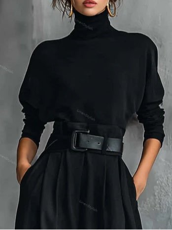 High Neck Velvet Top High Waist Pants Set